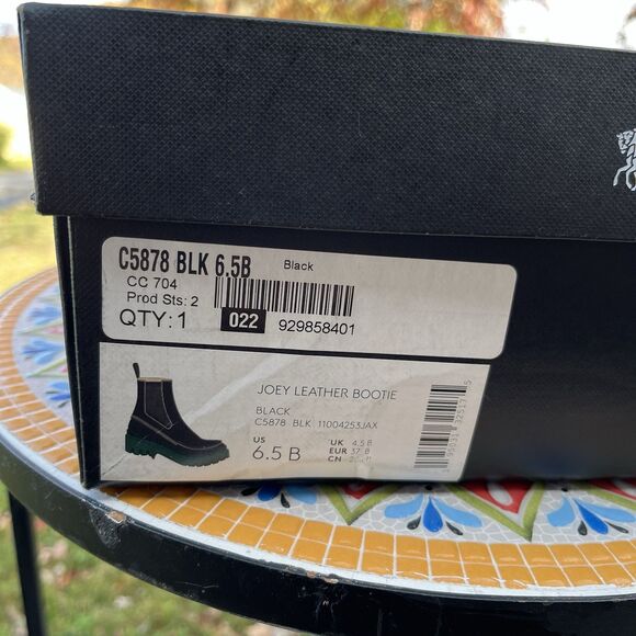 Coach Joey C5878 Womens Sz 6.B Black Green Leather Platform Chelsea Booties NEW - Picture 2 of 10